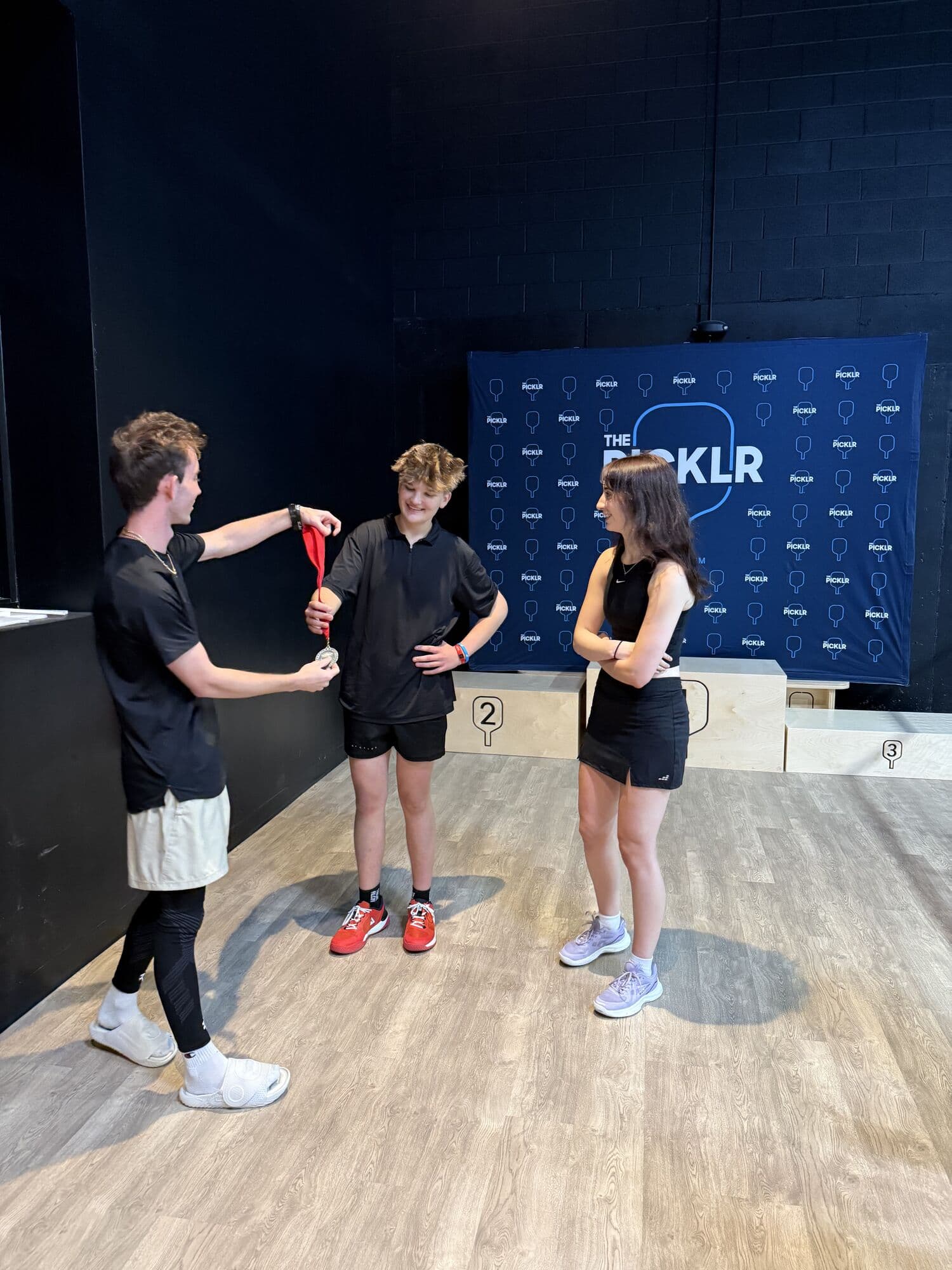Medals handed out beside the podium on Sunday morning