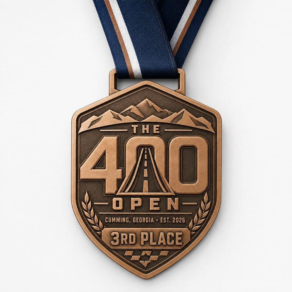 Bronze 3rd place medal with The 400 Open crest on a navy ribbon